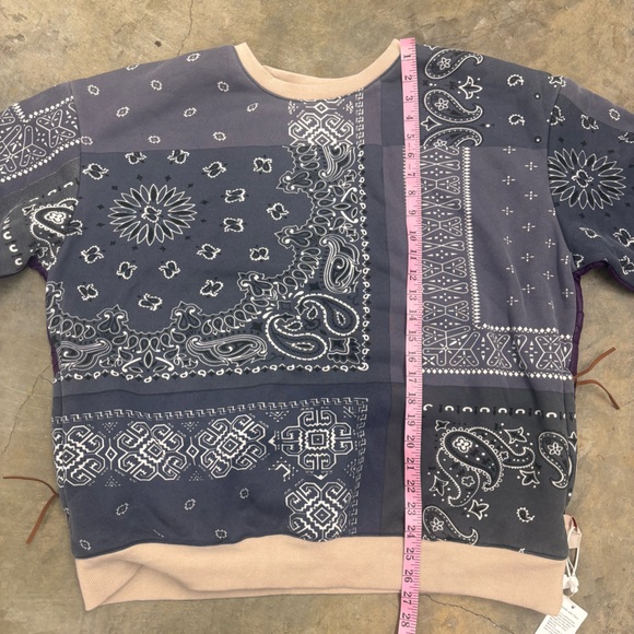 Kapital Kountry Japan Bandana Patchwork Grey Purple Sweatshirt Mens 3 Large NWT